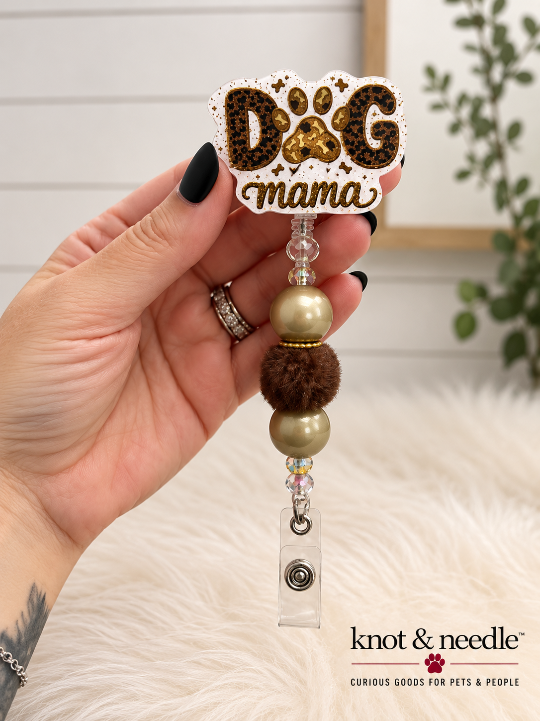 Dog Mama Beaded Badge Reel