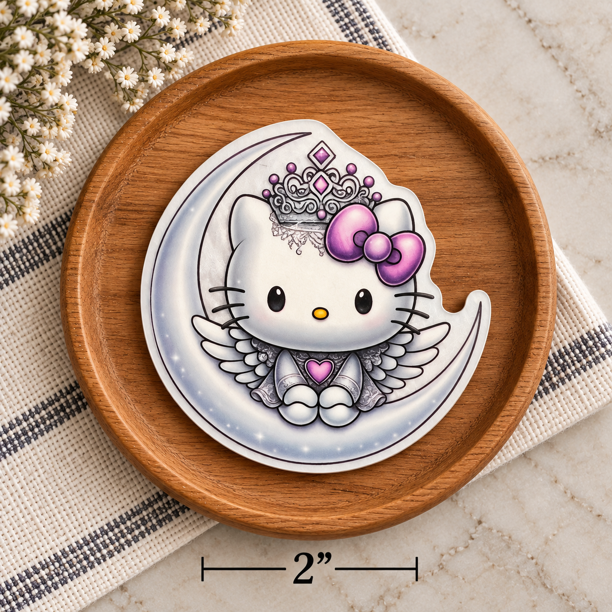 Hello Kitty Inspred Angel Moon Magnet