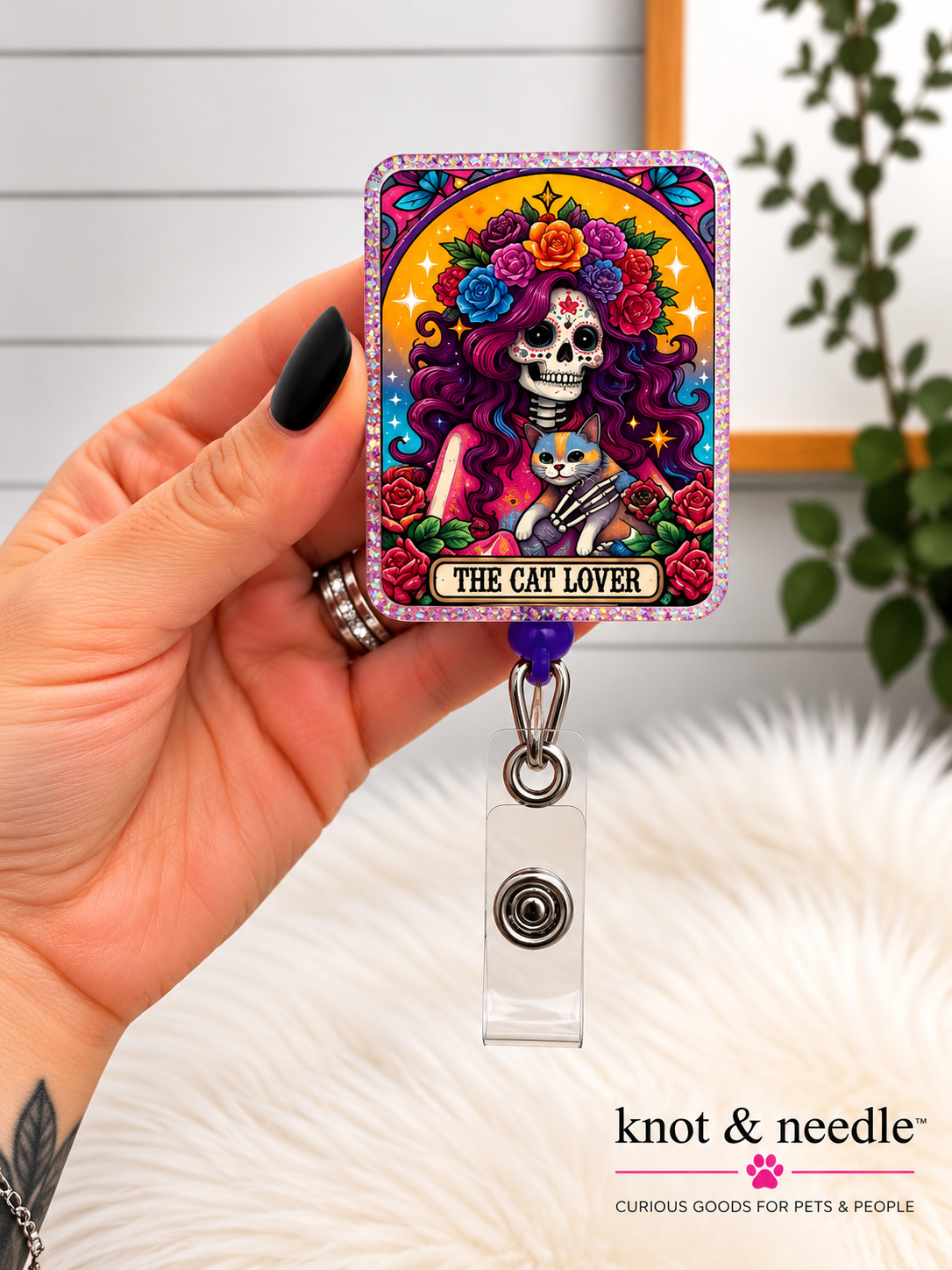 Cat Lover Tarot Card Badge Reel