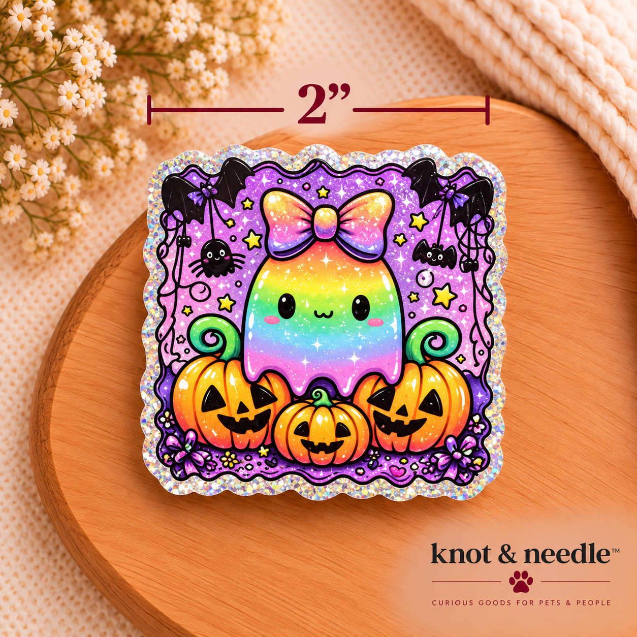 Rainbow Ghostie & Pumpkins Magnet