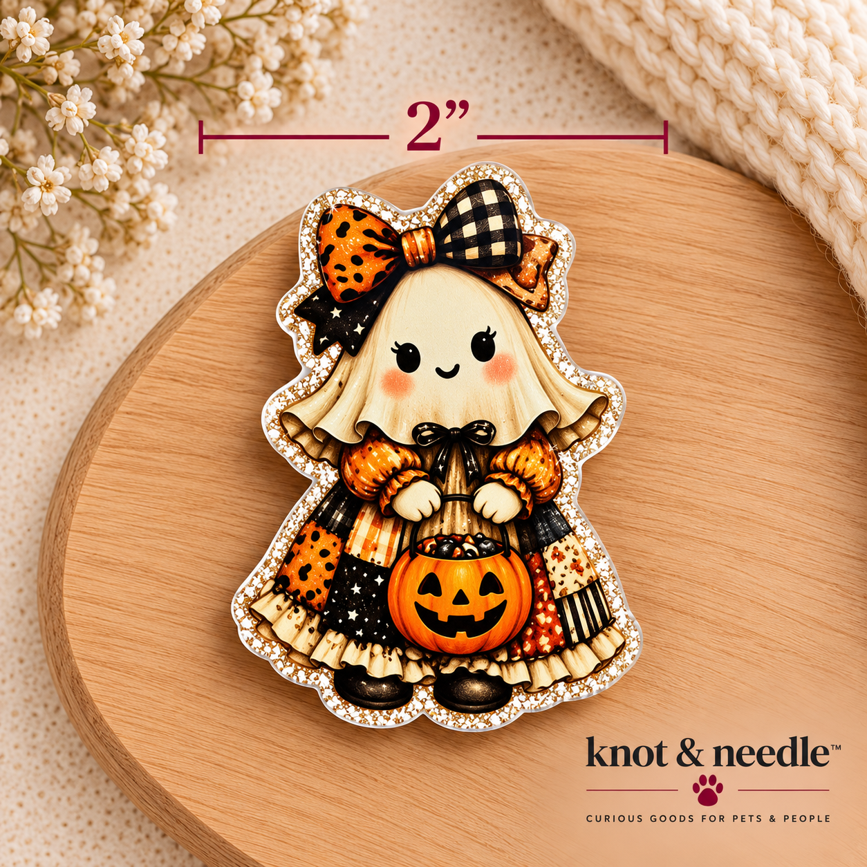 Vintage Ghostie With Pumpkin Magnet