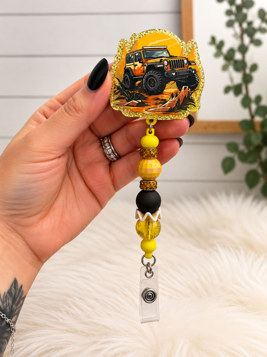Jeep Terrain Beaded Badge Reel