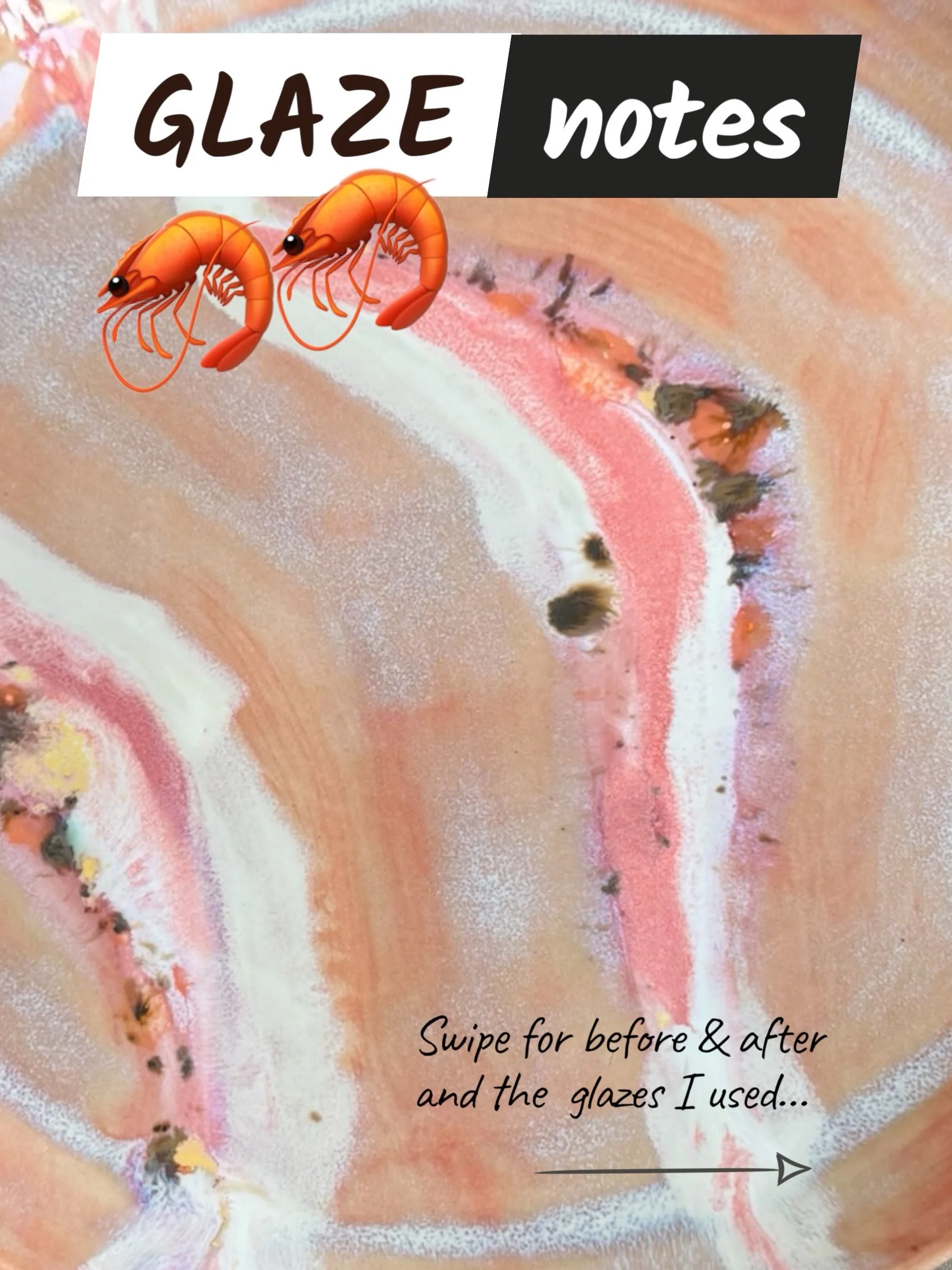 Didn&rsquo;t mean to make a shrimp plate but the only thing I see is 🦐🦐. I dig the impressionist painting vibes! 

G&amp;S 241 Clay
fired to cone 7

#glazecombo #glazecombinations #amacoglazes #maycoglaze #spectrumglazes