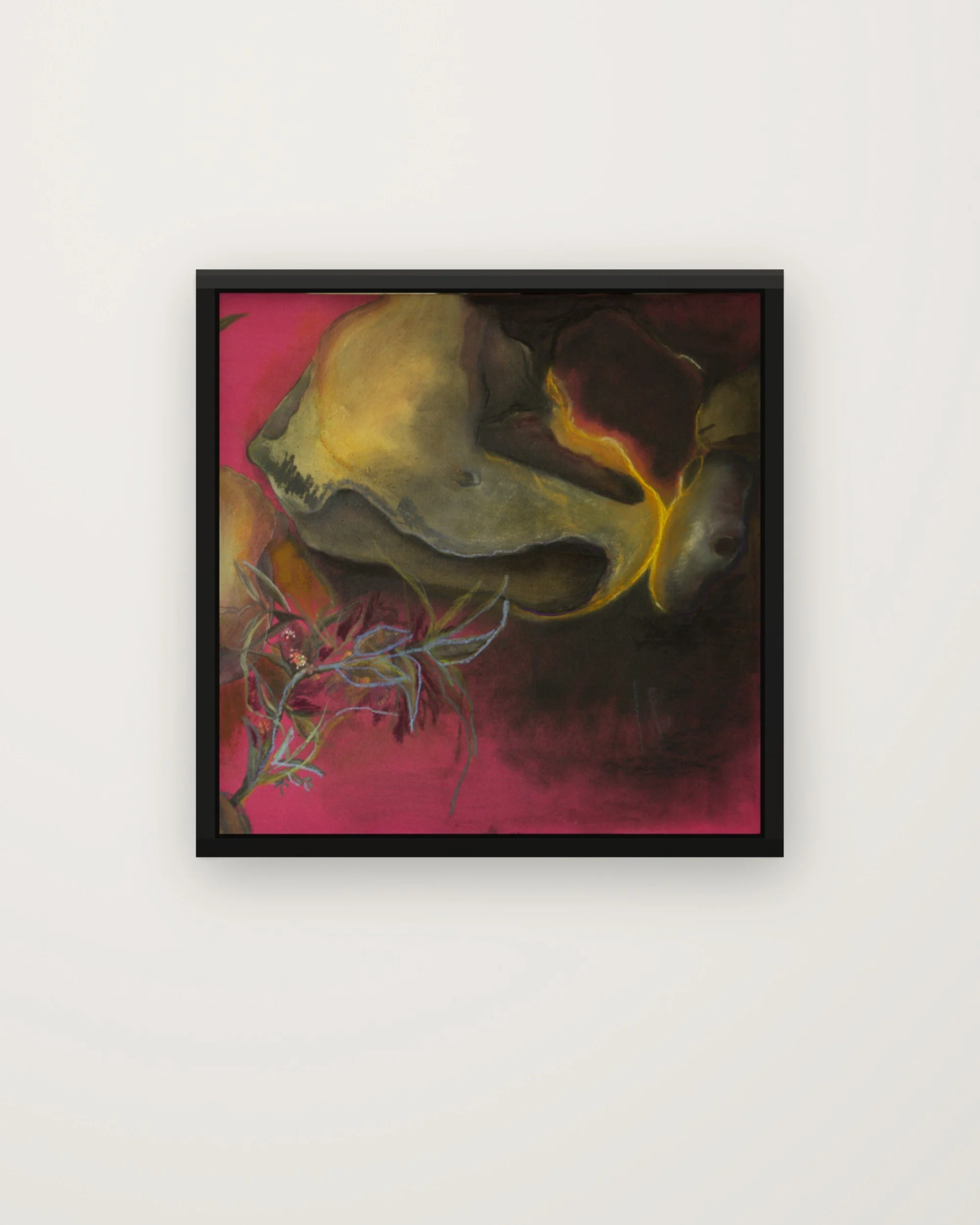 Collided in Love #9, 40x40cm, oil and pastels on silk-like fabric, mounted on wood, ready to hang, not framed