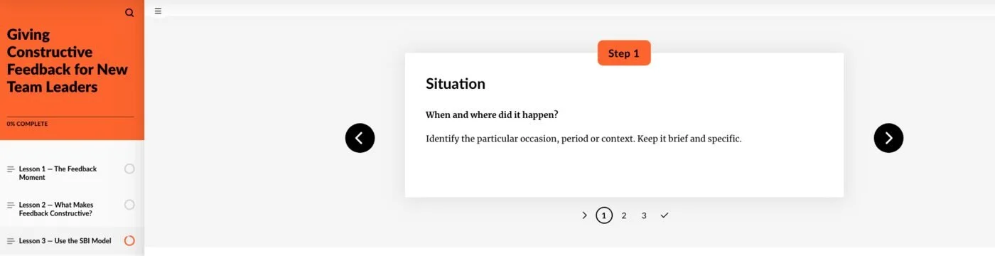 Rise 360 Situation–Behaviour–Impact process interaction