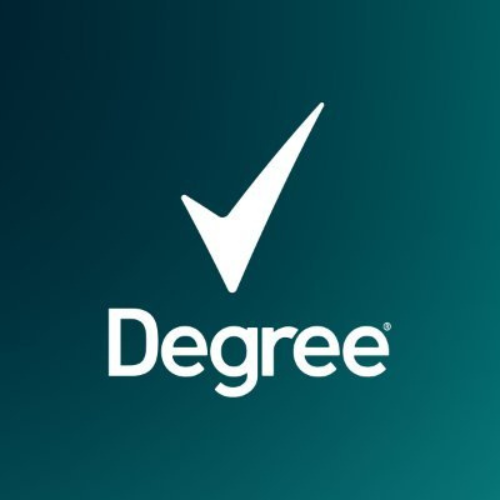 White checkmark above the word "Degree" on a dark green background.