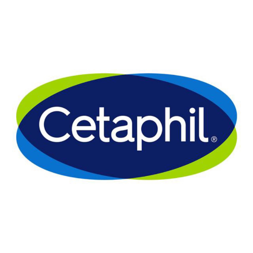 Cetaphil logo with green and blue oval shapes around the brand name.