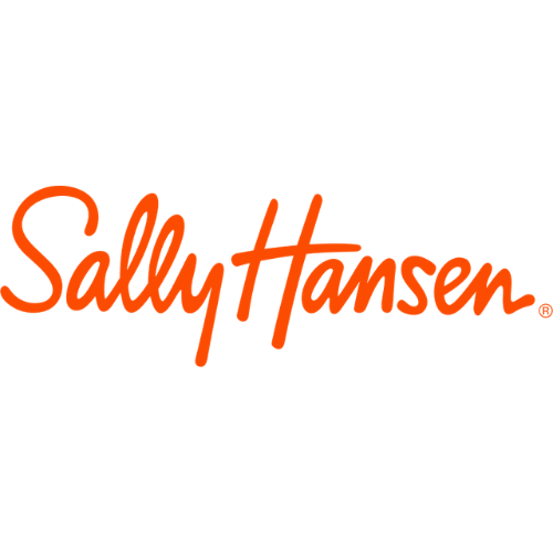 Sally Hansen logo in orange script font on a white background.