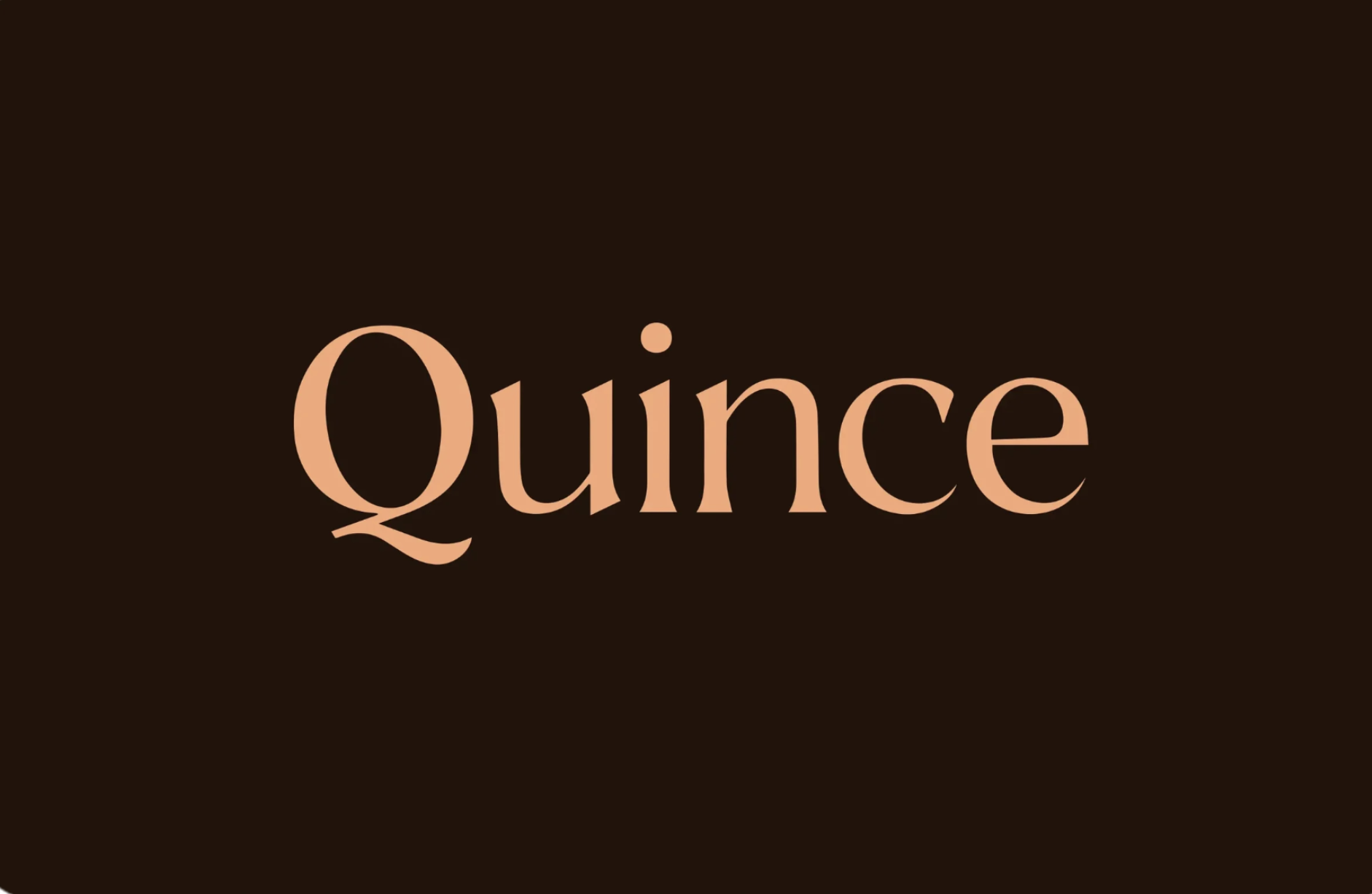 The word 'Qounce' written in large, elegant, peach-colored letters on a dark brown background.