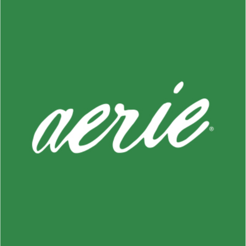A green background with the white Aerie logo in the center.