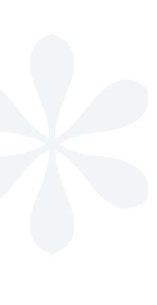 Stylized blue flower with six rounded petals on a black background.