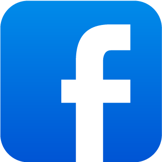 Facebook logo with white lowercase 'f' on a blue background.
