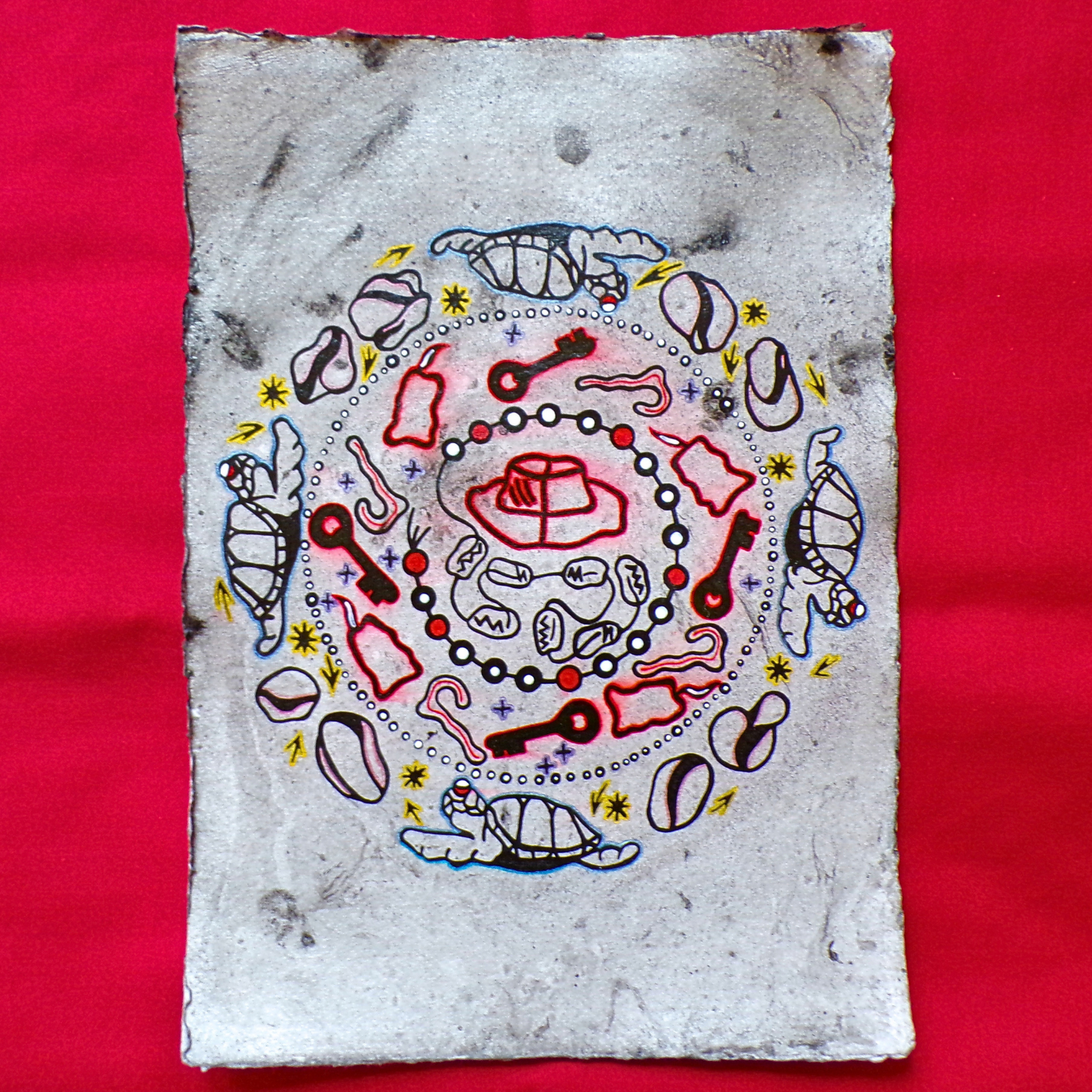 Elegua 3, 2025, Mixed media on cotton rag paper, 21 x 29.7 cm