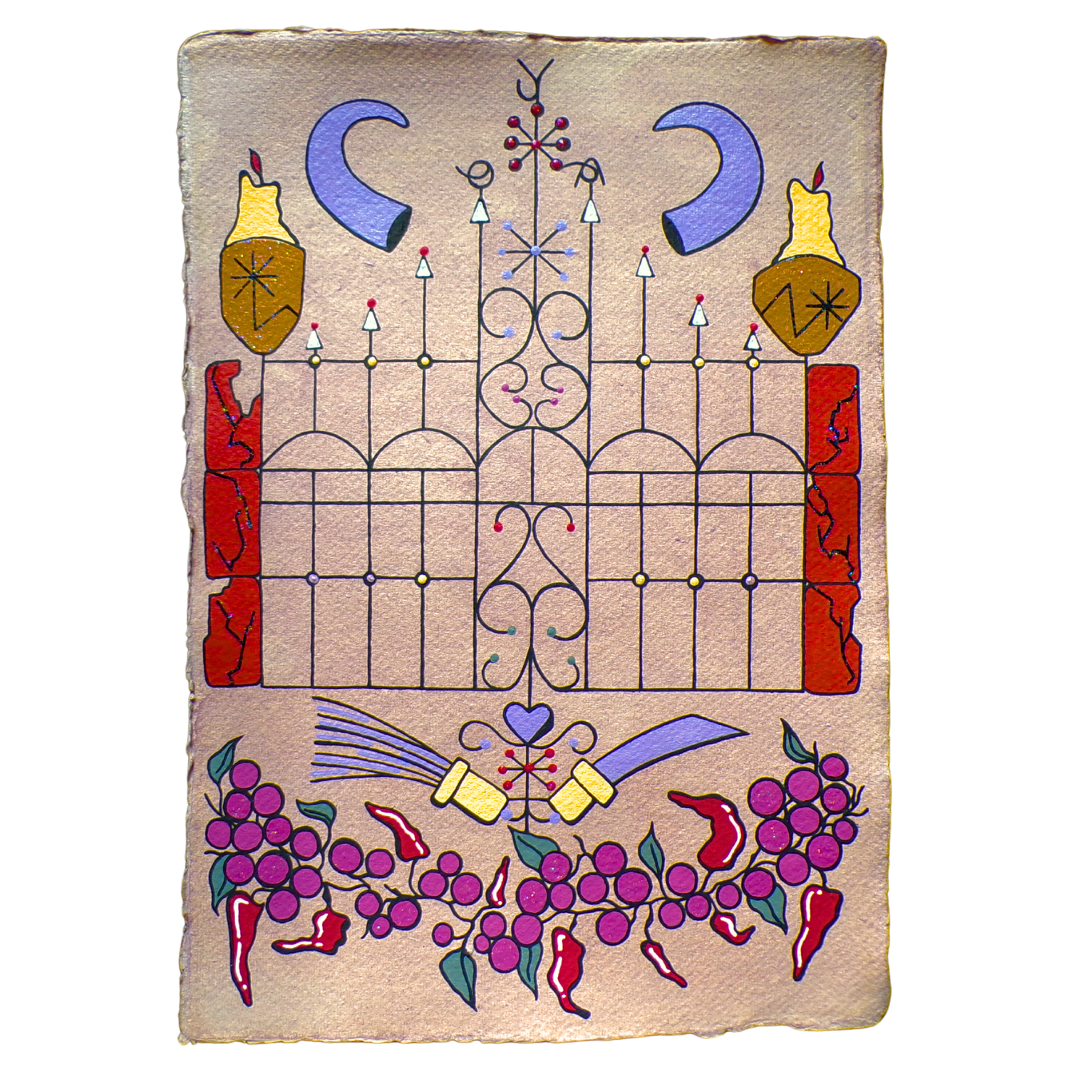 Oya 3, 2026, Mixed media on cotton rag paper, 21 x 29.7 cm
