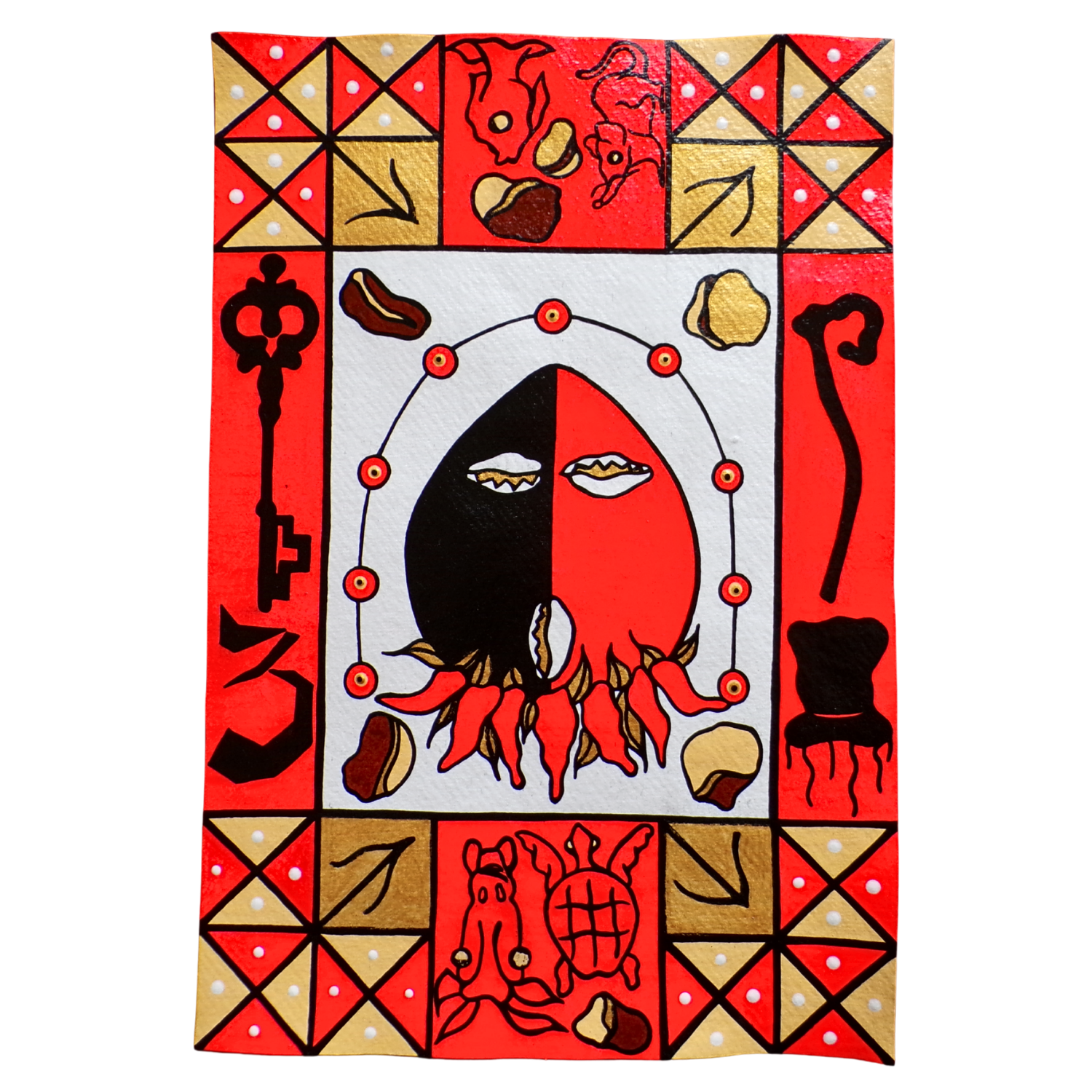 Elegua 1, 2025, Mixed media on cotton rag paper, 21 x 29.7 cm