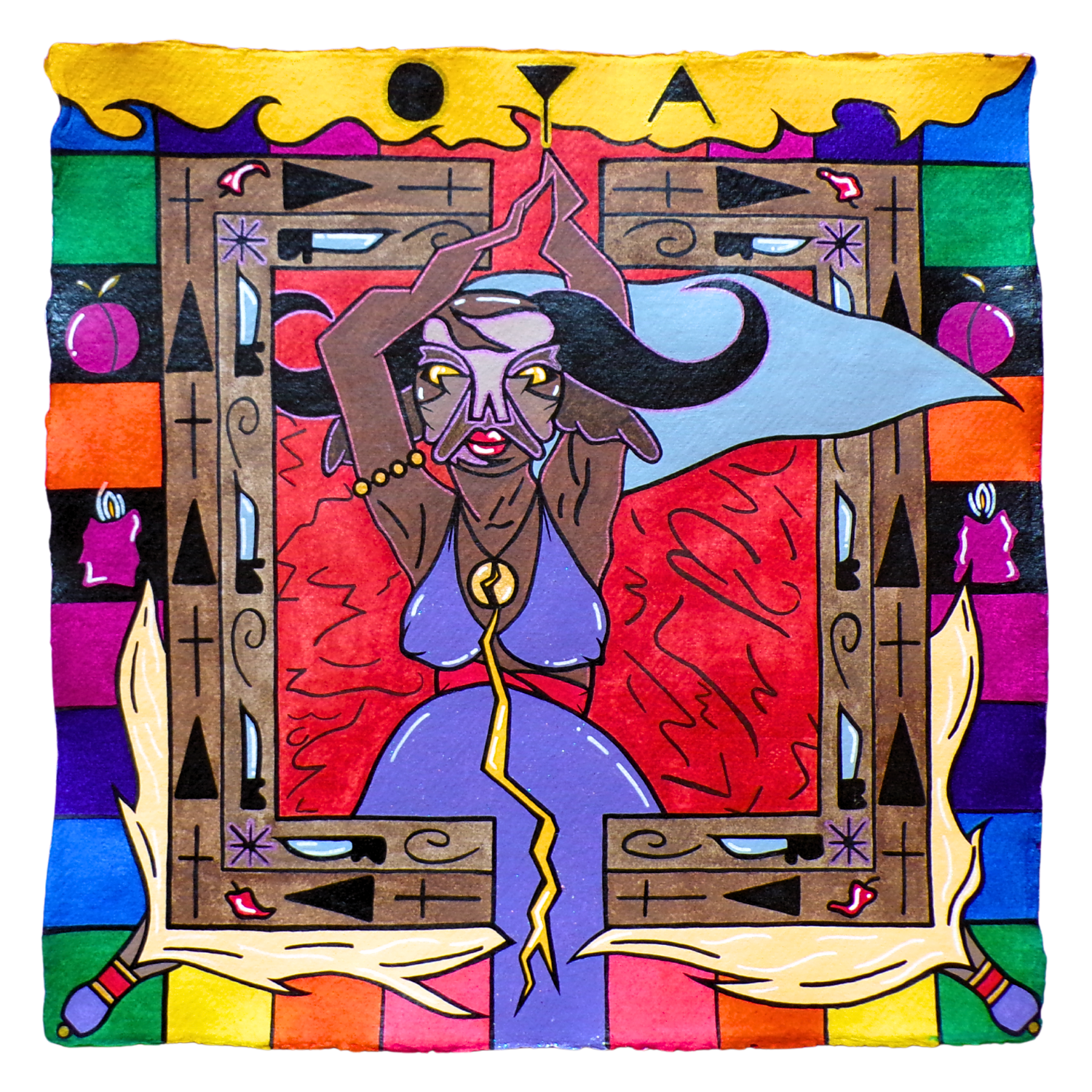 Oya 1, 2026, Mixed media on cotton rag paper, 30 x 30 cm