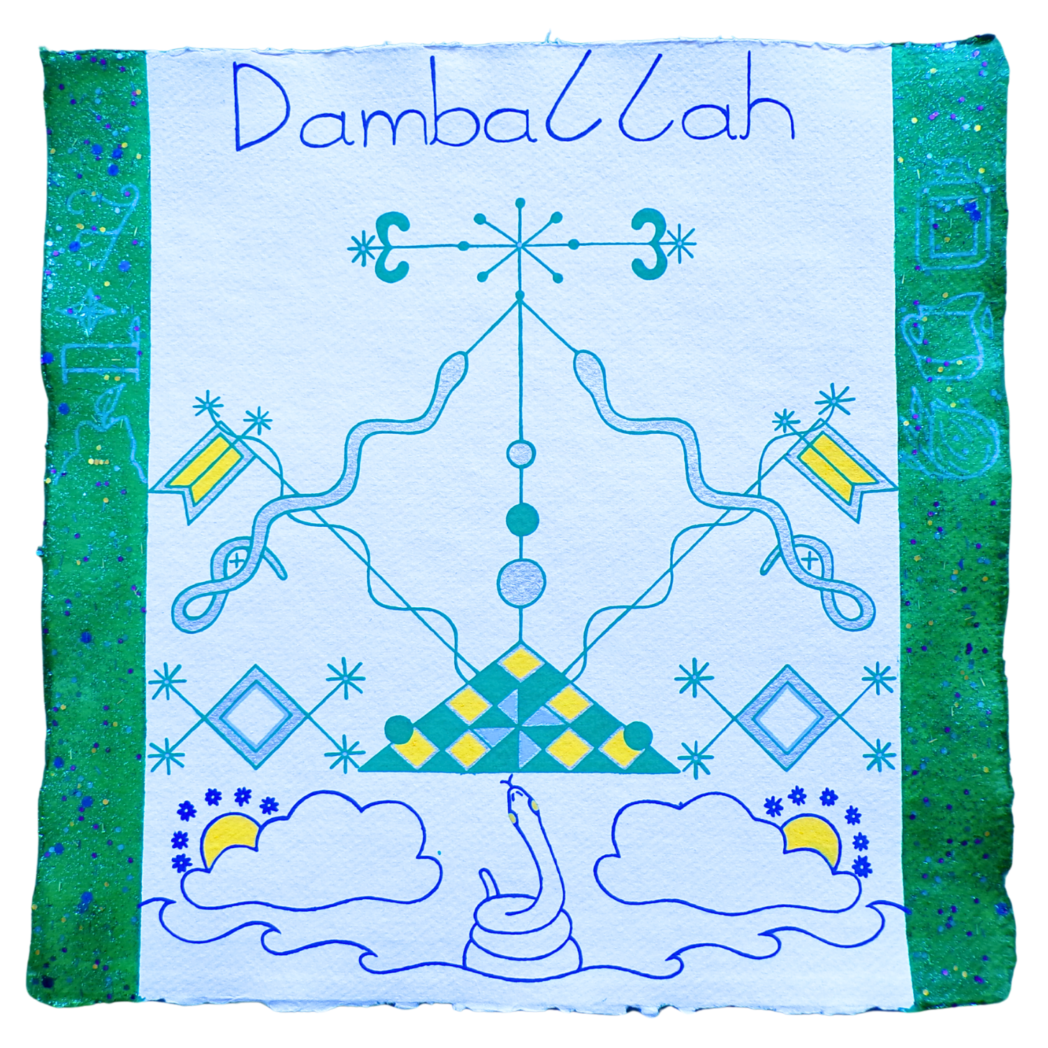Damballah Veve 3, 2025, Mixed media on cotton rag paper, 30 x 30 cm