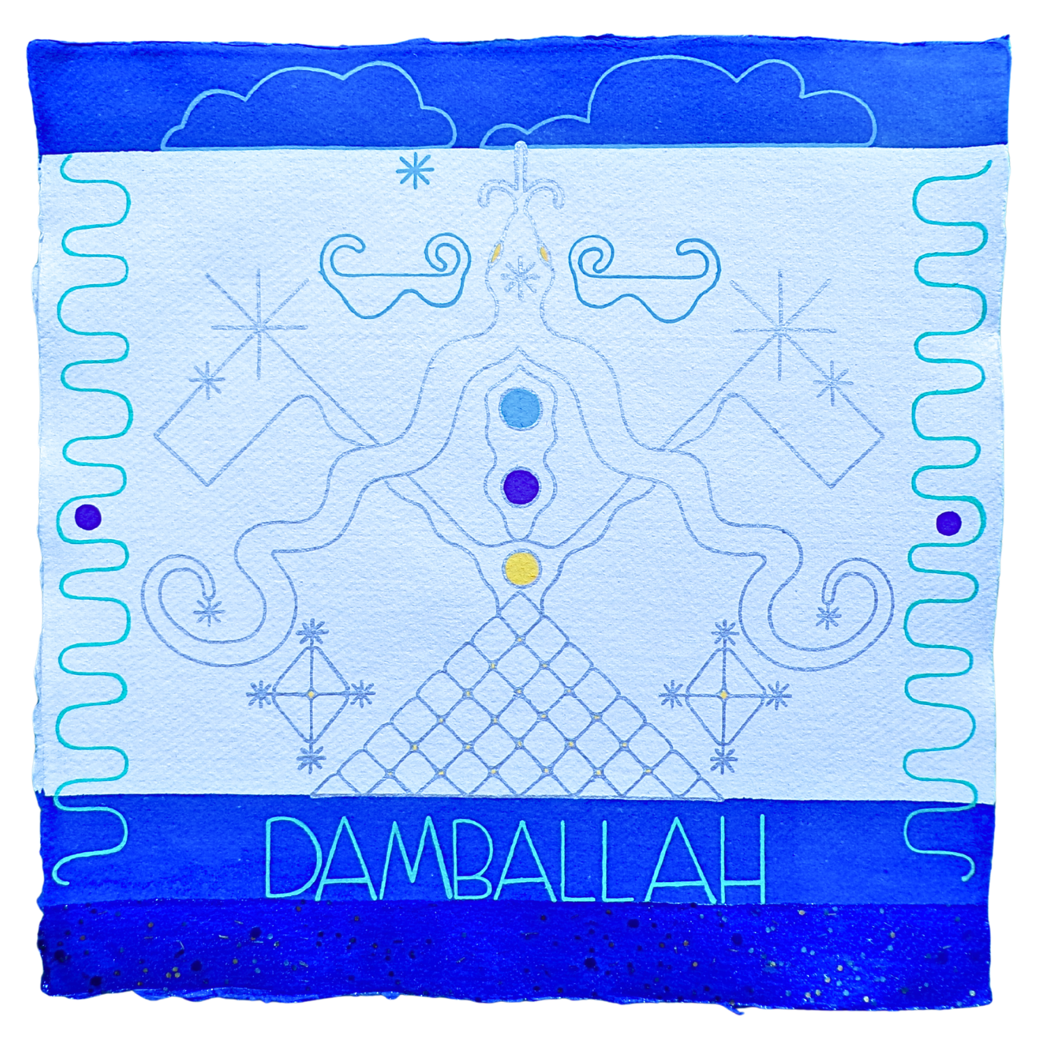Damballah Veve 2, 2025, Mixed media on cotton rag paper, 30 x 30 cm