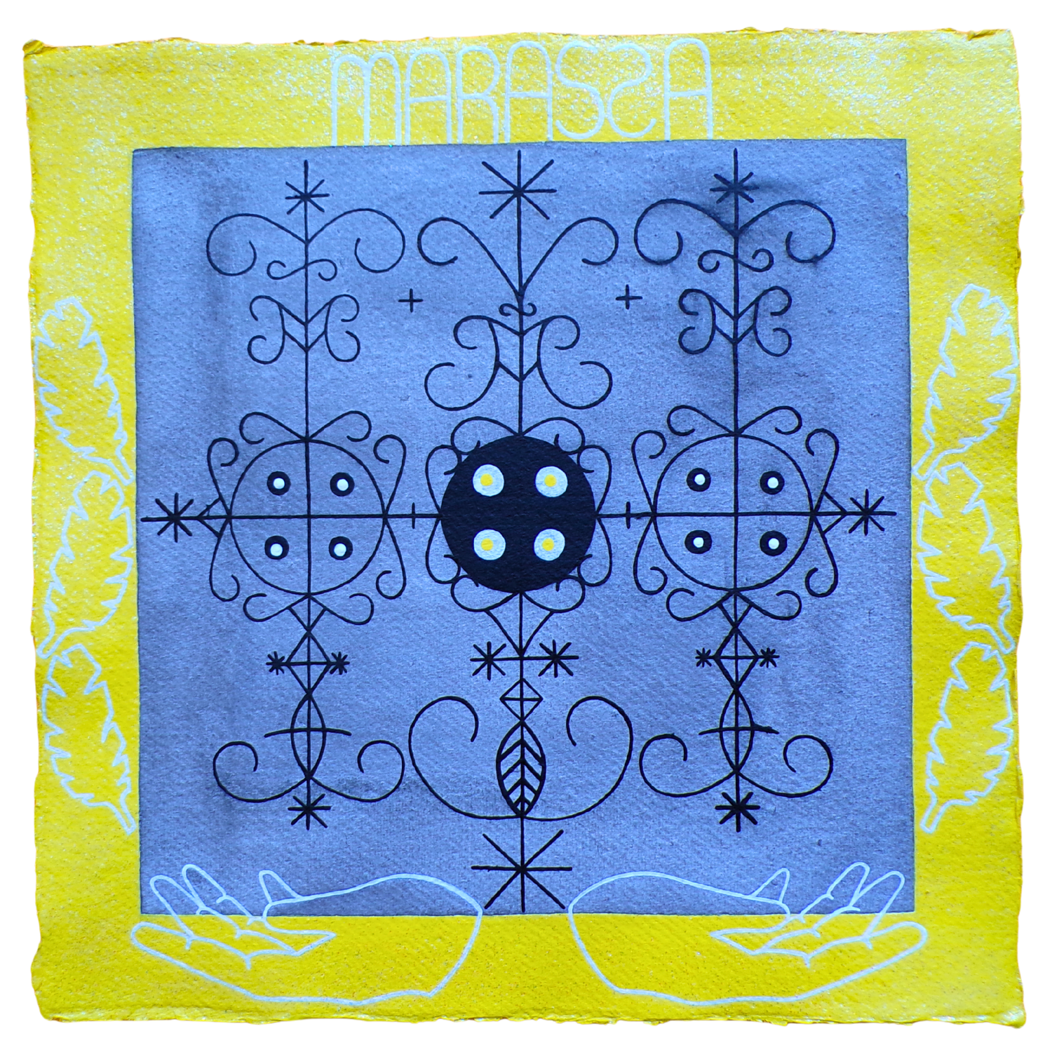 Marassa Veve 2, 2025, Mixed media on cotton rag paper, 30 x 30 cm