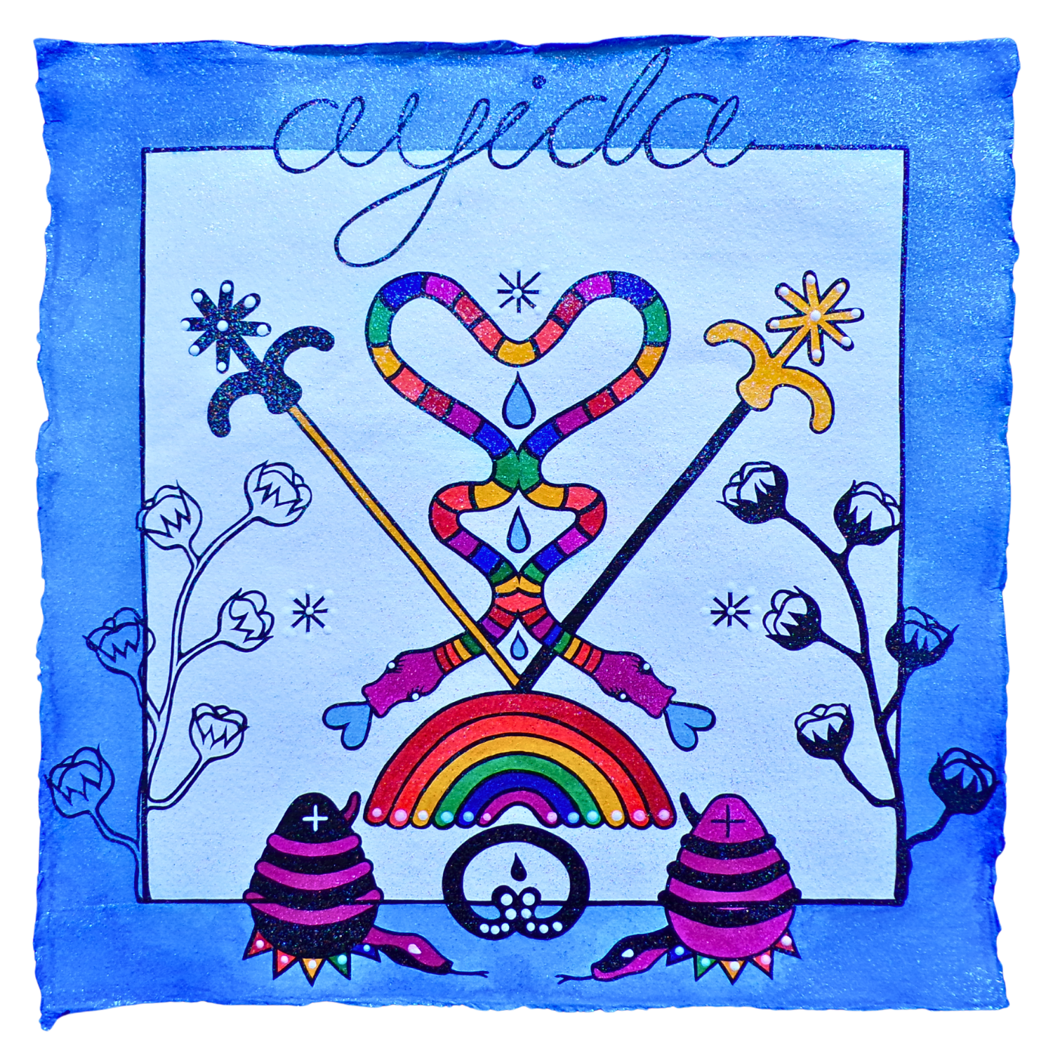 Ayida-Weddo Veve 3, 2025, Mixed media on cotton rag paper, 30 x 30 cm
