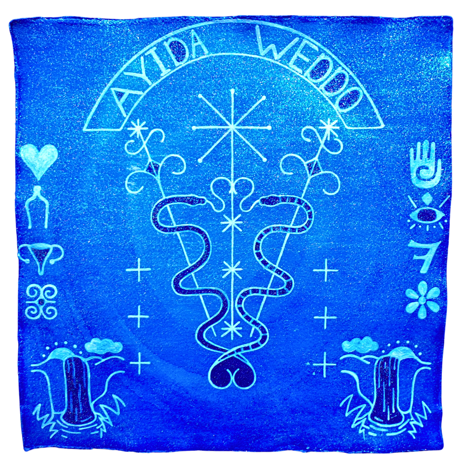 Ayida-Weddo Veve 2, 2025, Mixed media on cotton rag paper, 30 x 30 cm