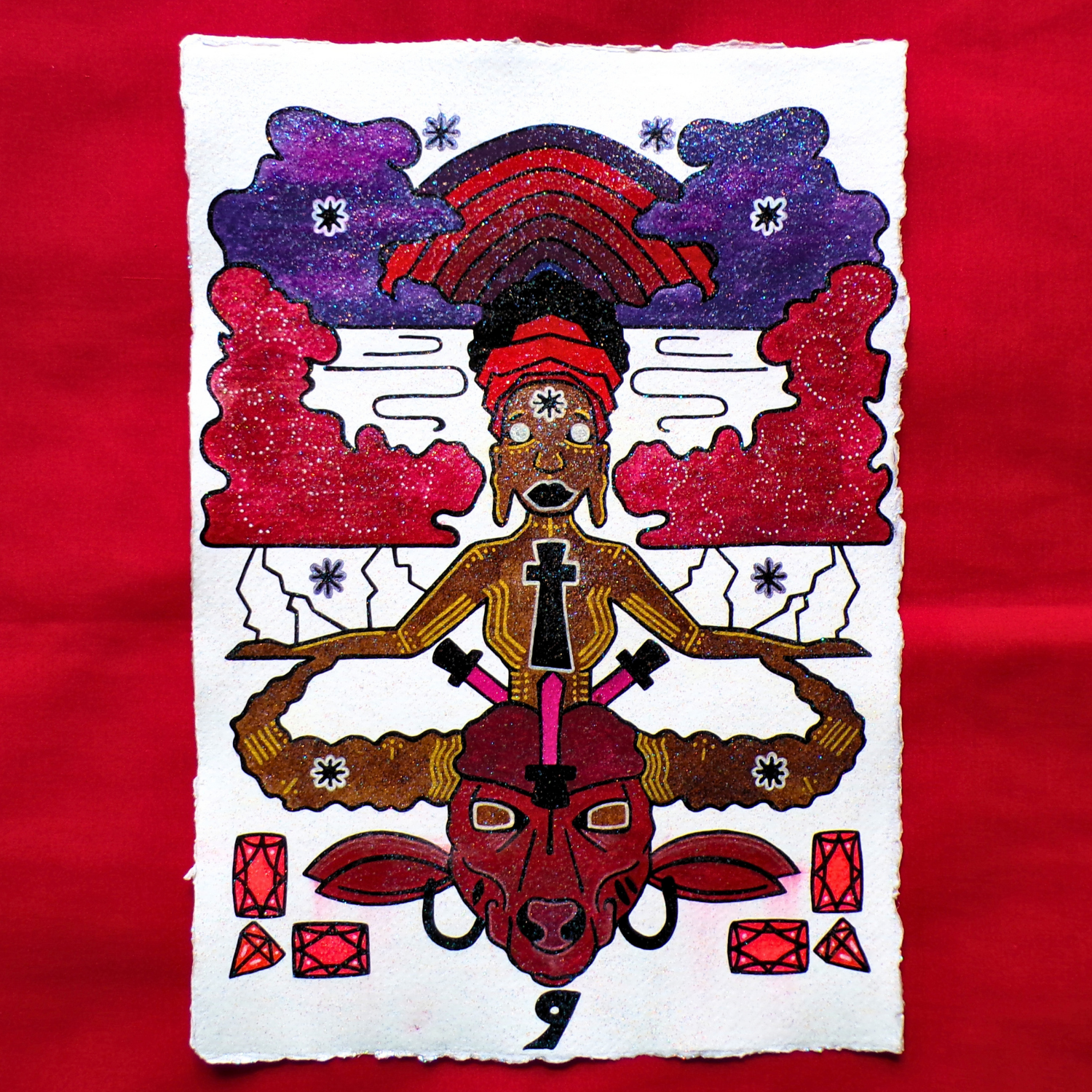 Oya 2, 2026, Mixed media on cotton rag paper, 21 x 29.7 cm