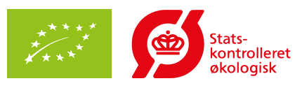 Logo med EU-vegetarflag og mærket Statst kontrollret økologisk