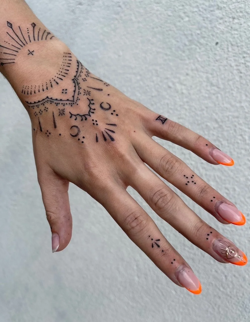 Tribal Ornamental Hand Tattoo by Kelly Cunningham at Handsome Devil Tattoo Company in Saddle Brook, New Jersey.