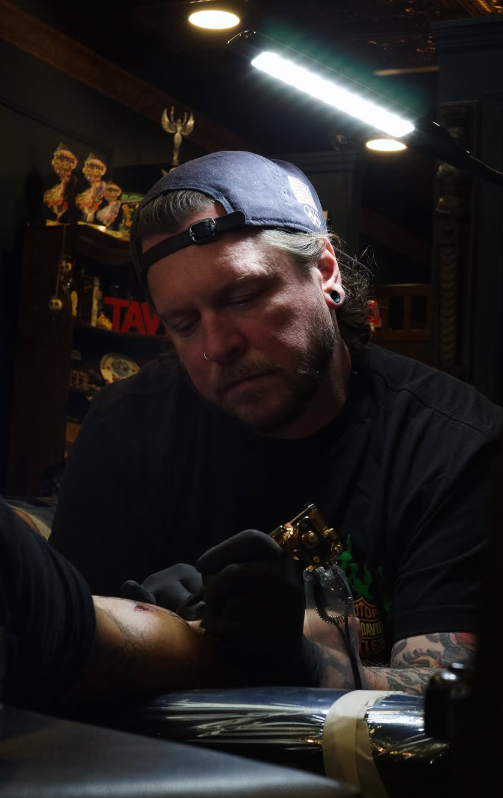 Russell Kelley, tattoo artist at Handsome Devil Tattoo Company in Saddle Brook, New Jersey.