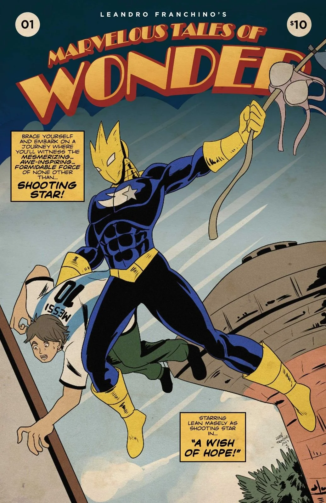 Marvelous Tales of Wonder comic book cover, a superhero adventure series created by Leandro Franchino and produced by Scott Wojcik and published by ÆTRYX PRESS.