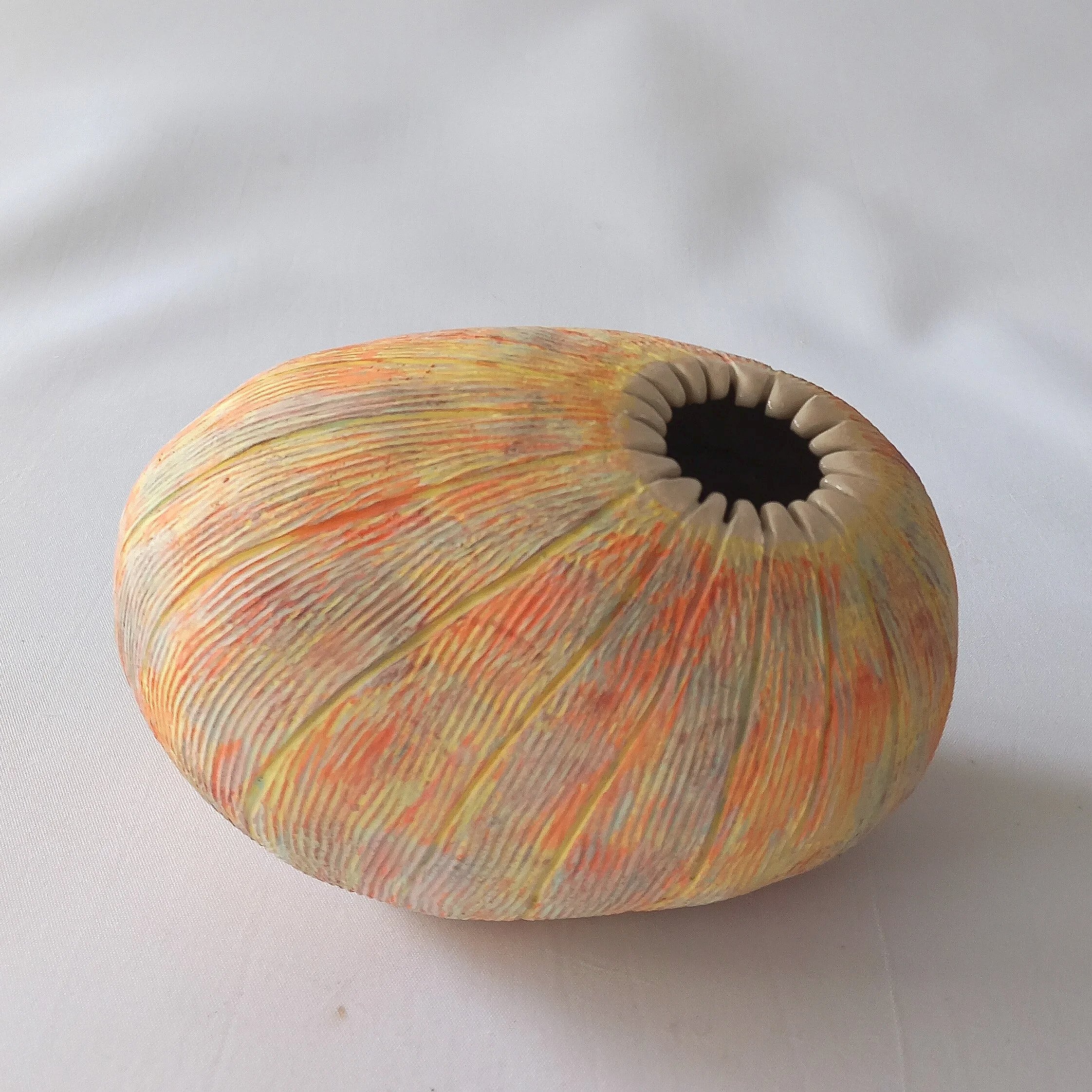 SLIPPER ORCHID III, 2026, tinted slips, coloured under glazes, 22 x 12 x 9 cm
