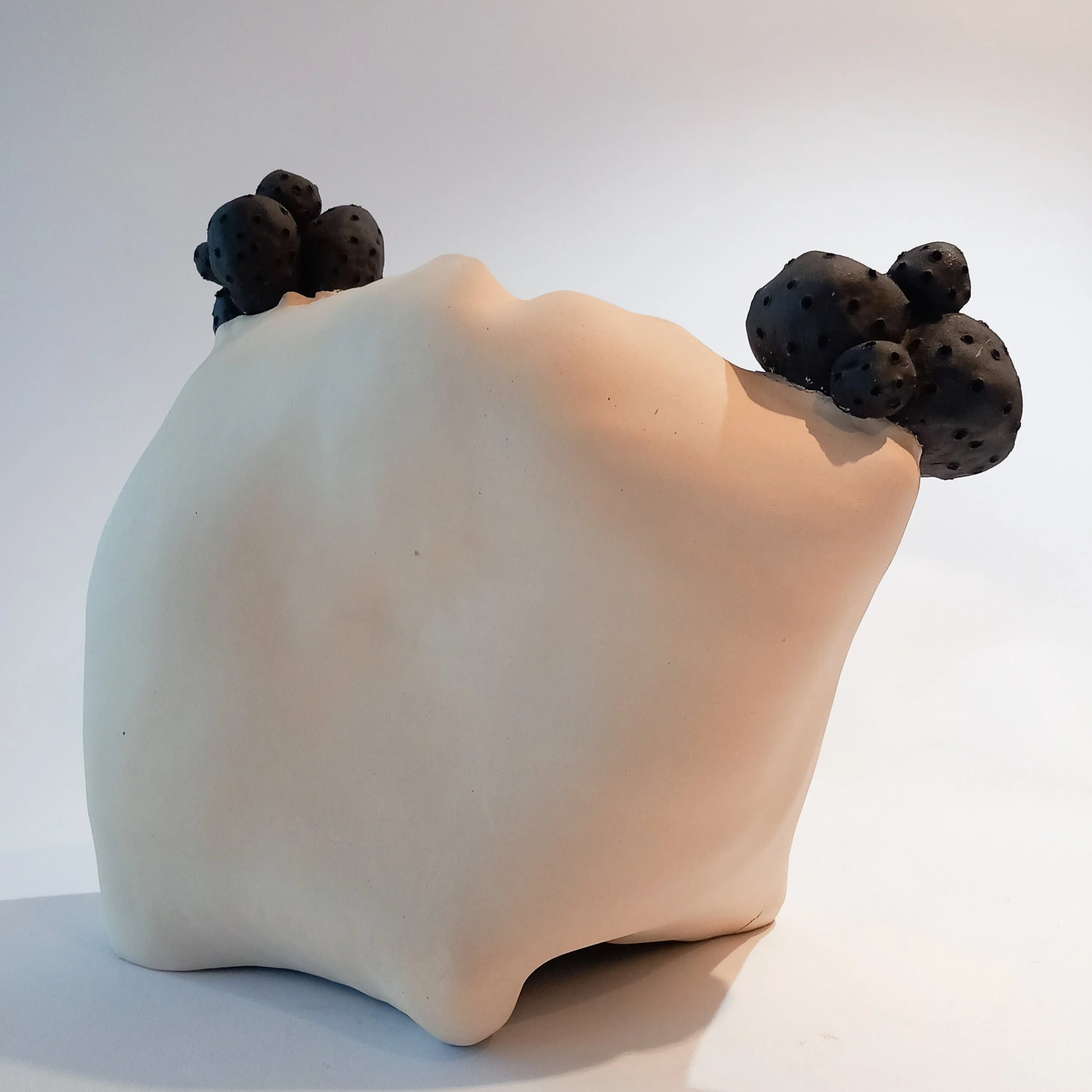 PRICKLY PEAR, 2025, white and black stoneware, 32 x 33 x 20 cm