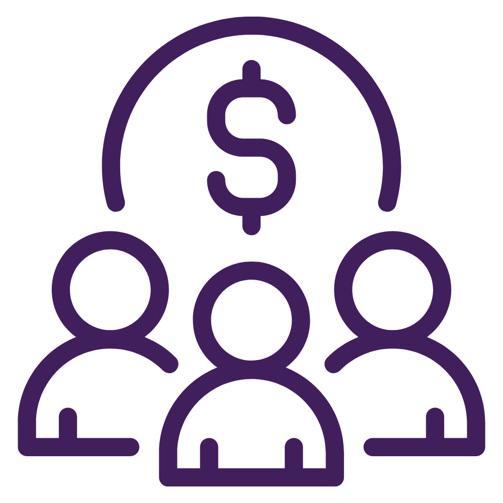 people with a money symbol icon