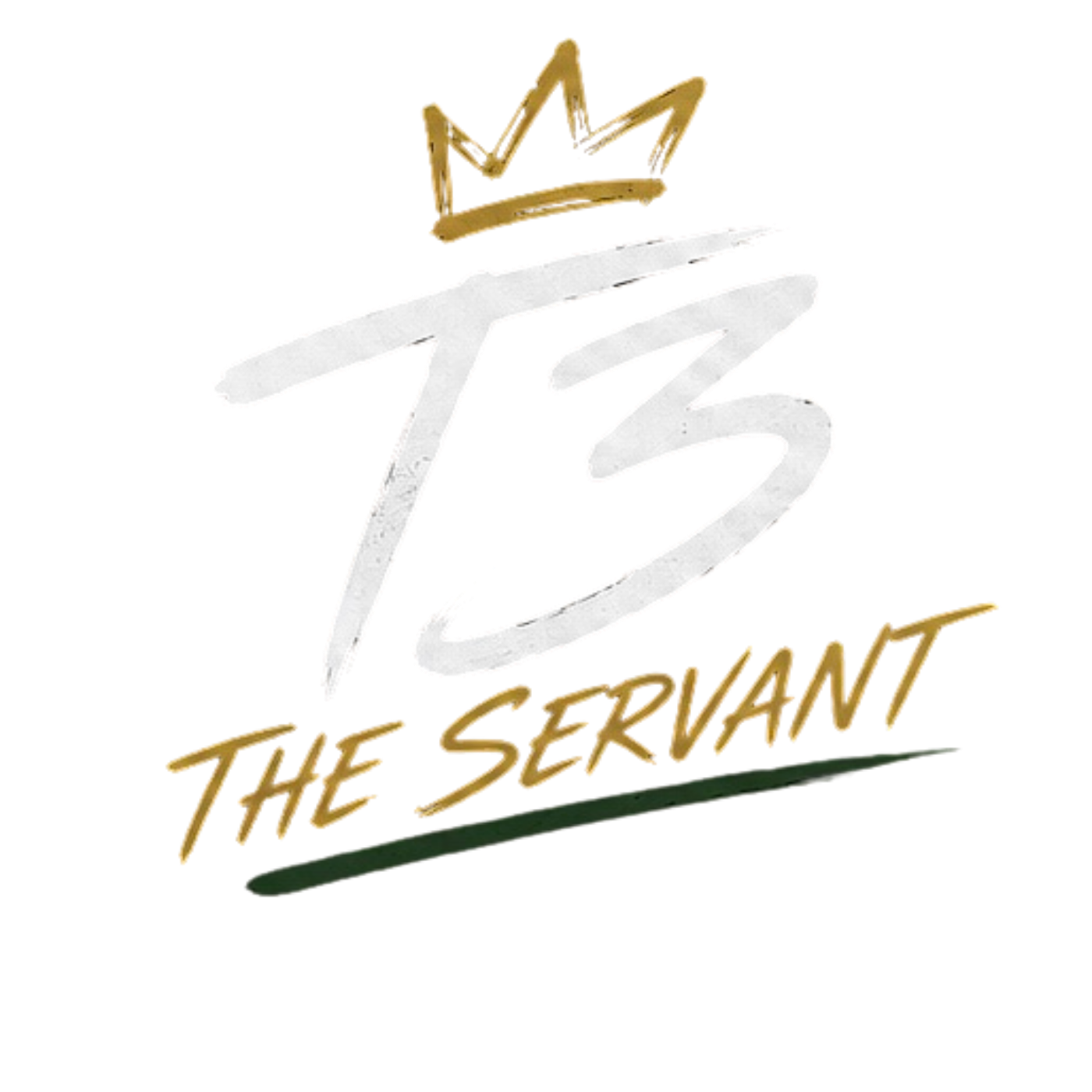 Neon sign reading 'T3 THE SERVANT' with a gold crown on top of the 'T6' logo, on a transparent background.
