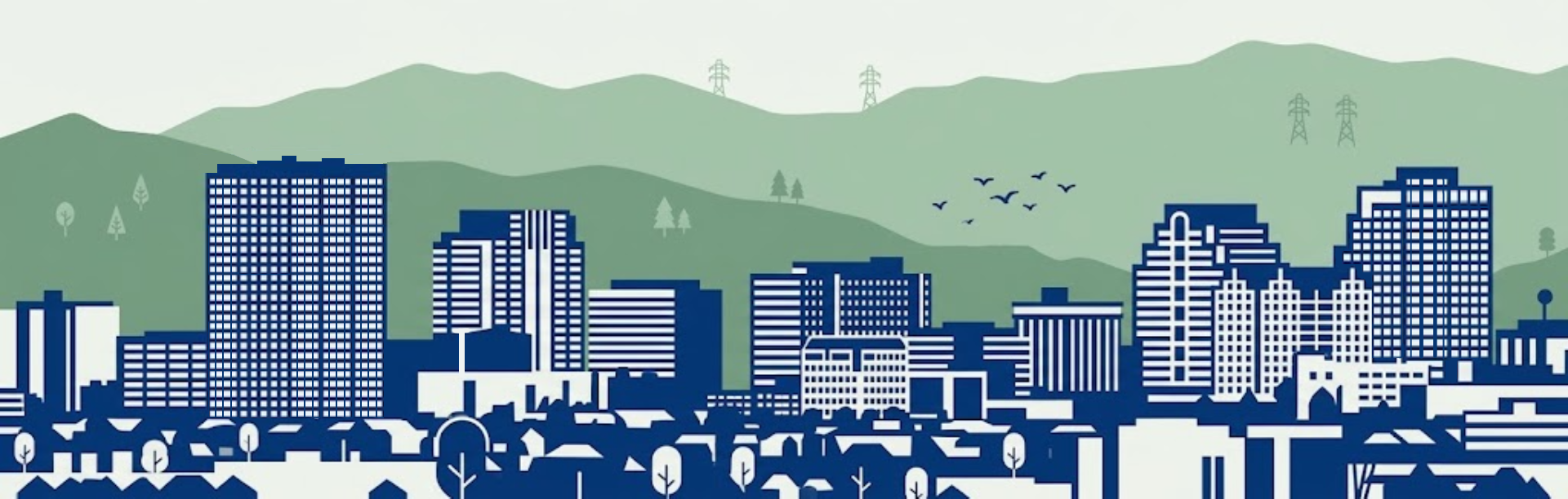 Illustrated Glendale, California skyline, the Jewel City