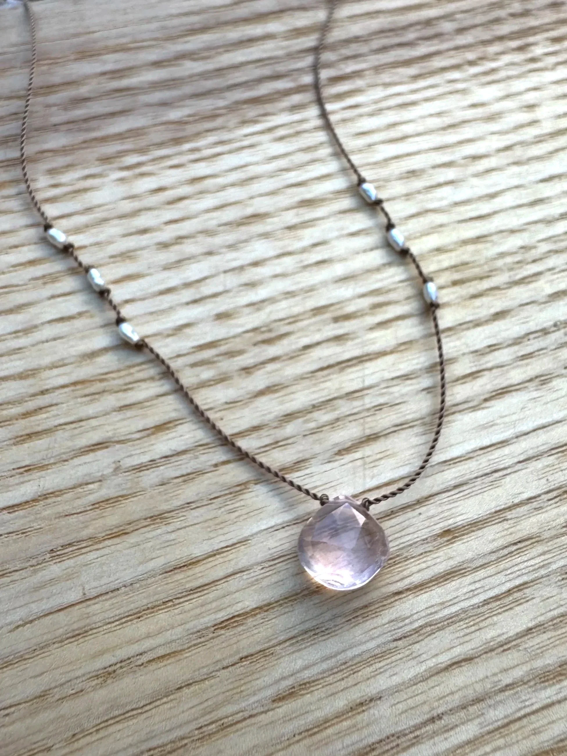 Rose Quartz & Rice Pearl Necklace