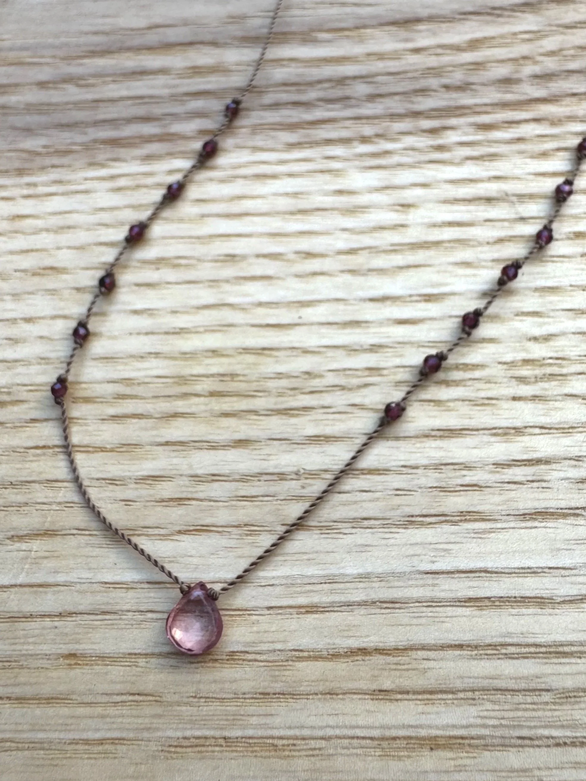 Pink Quartz & Garnet Necklace