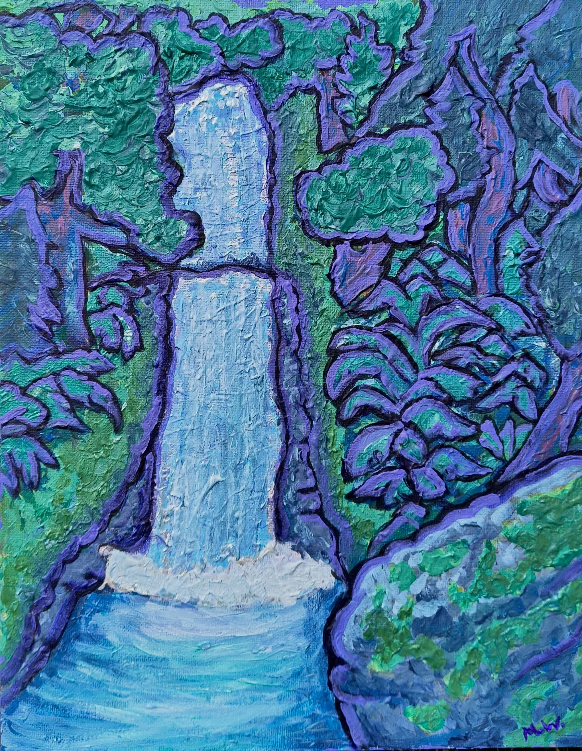 "Bridal Veil Falls" by Matthias Warlick - 13" x 16" Framed Original