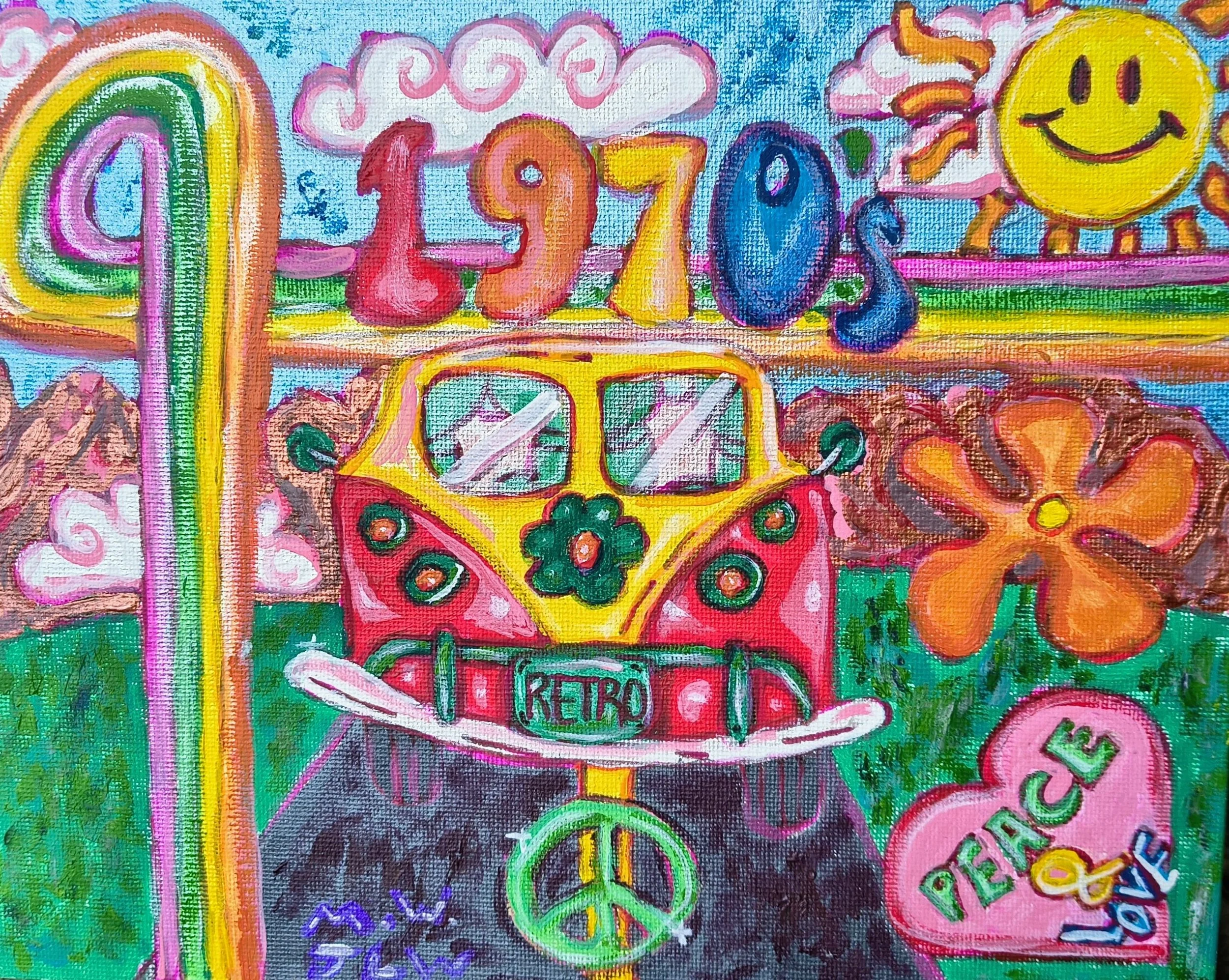 "Peace and Love" by Matthias Warlick and Jay Loren - 9" x 11" Framed Original