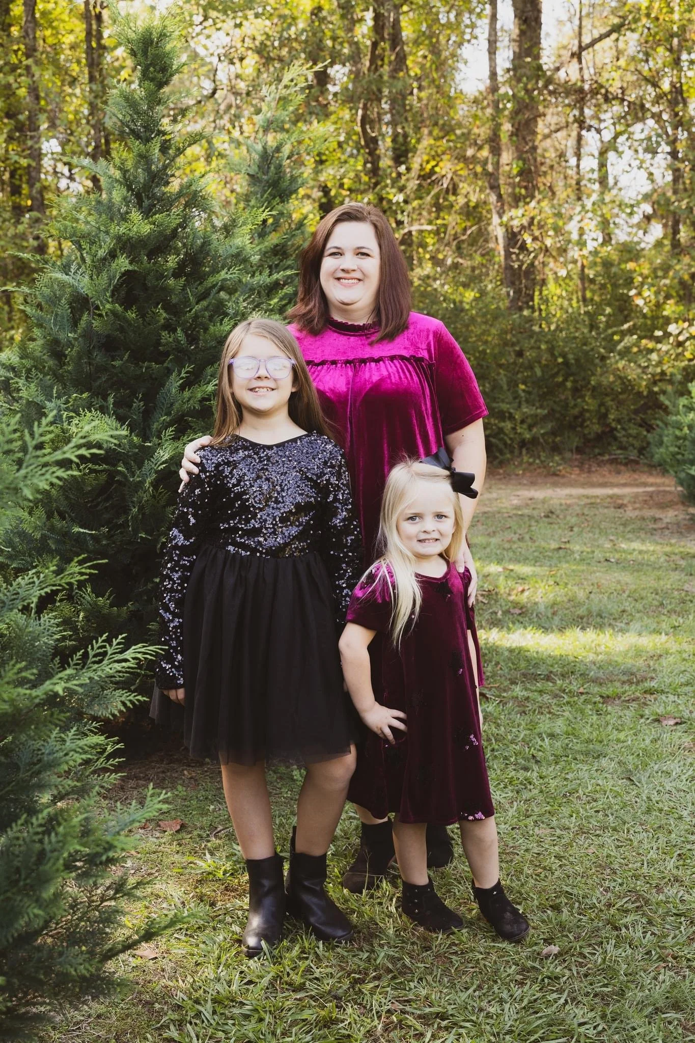 A woman and two young girls.