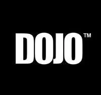 Schwarz-weißes Logo mit weißem Text 'DOJO' auf schwarzem Hintergrund.