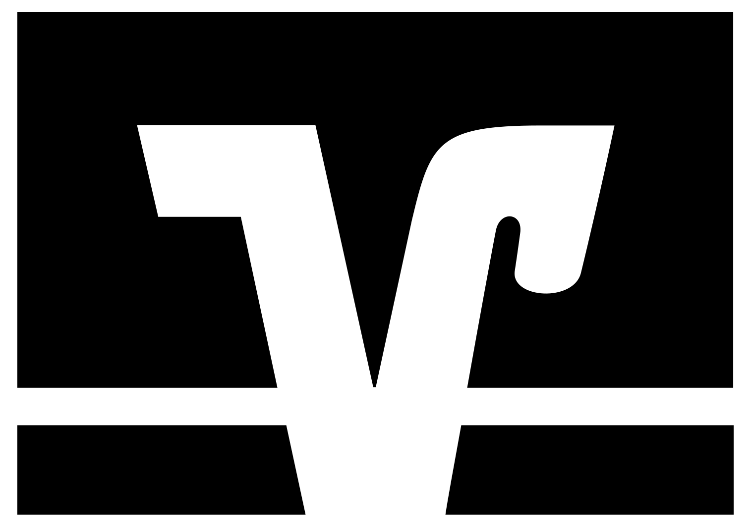 Logo der Firma VW in schwarz-weiß, mit einem großen V und einem kleinen W