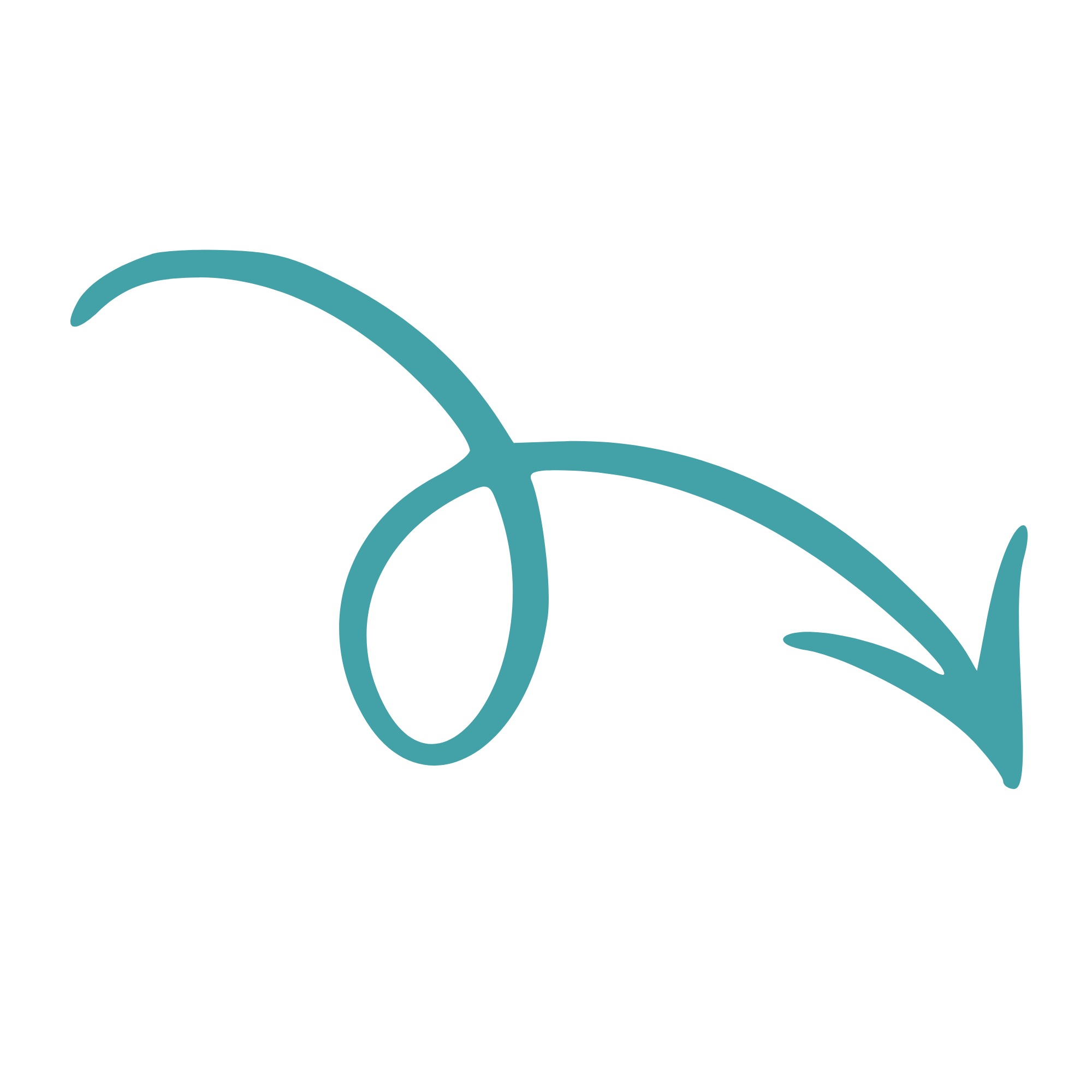 A teal and black line drawing of a bicycle, showing a front view of the handlebars, front wheel, and part of the frame.