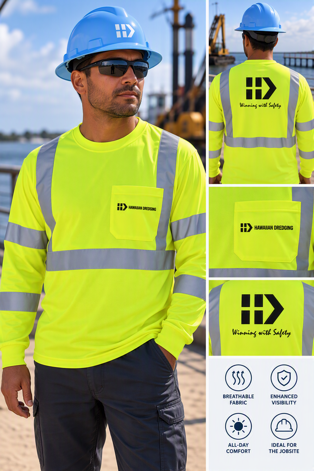 Hawaiian Dredging High-Visibility Long Sleeve Safety T-Shirt - $22.00
