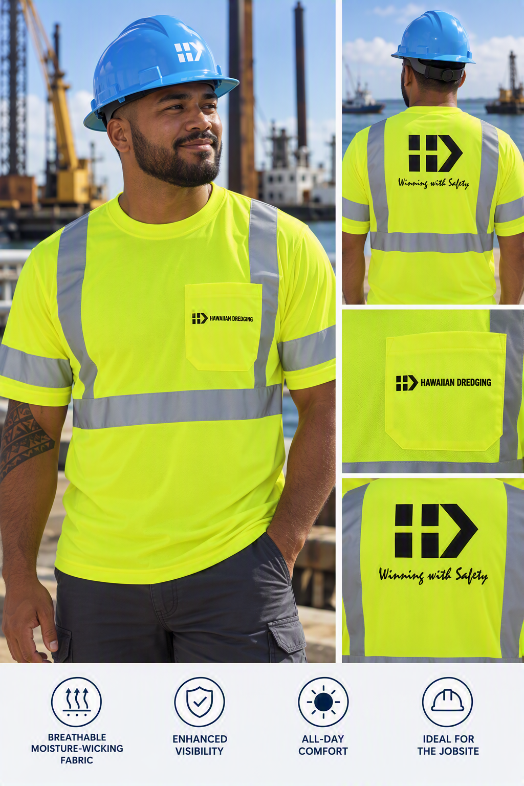Hawaiian Dredging High-Visibility Short Sleeve Safety T-Shirt - $18.00