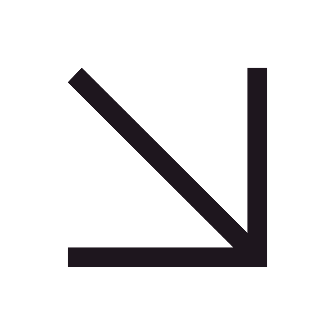 Photo of a black arrow pointing downward and to the left, creating a corner shape.