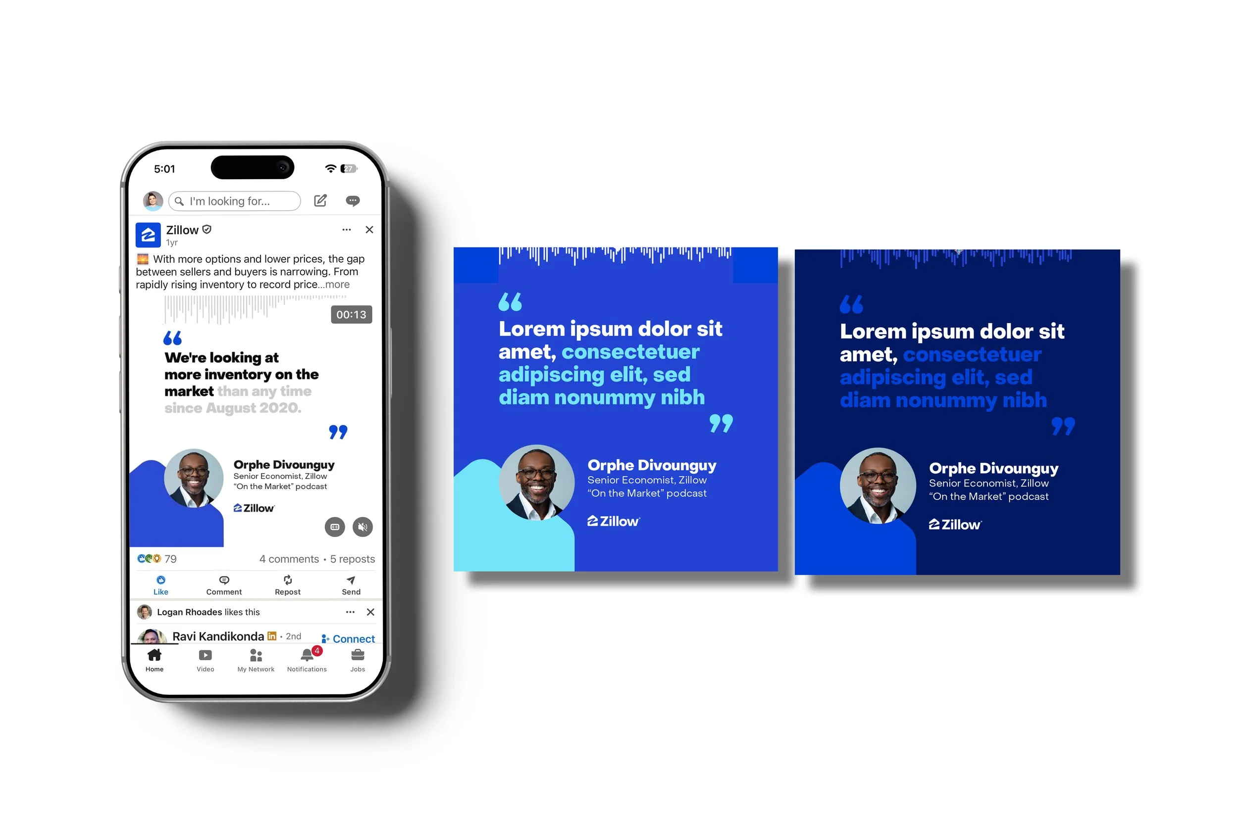 Animated template for audio quotes from thought leaders