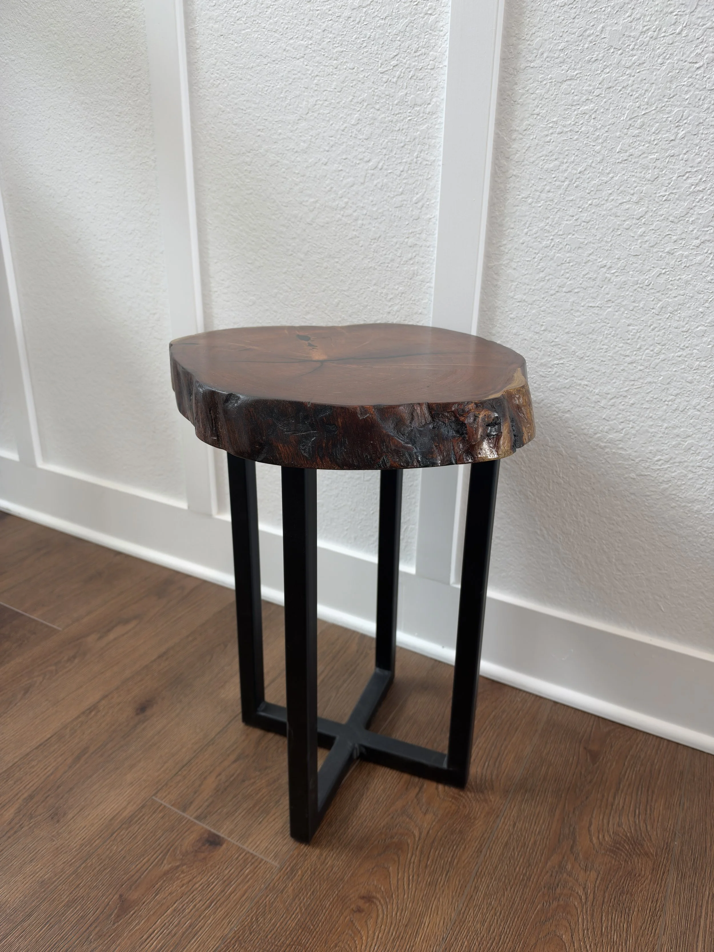 Live Edge End Table with Custom Steel Legs