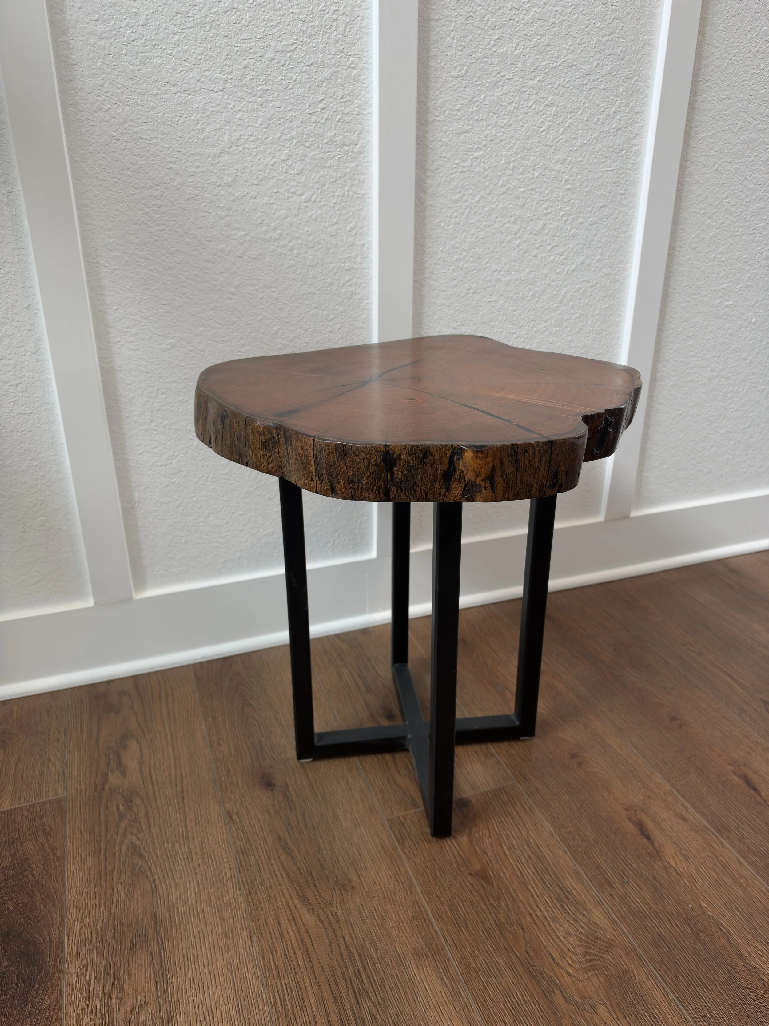 Live Edge End Table with Custom Steel Legs