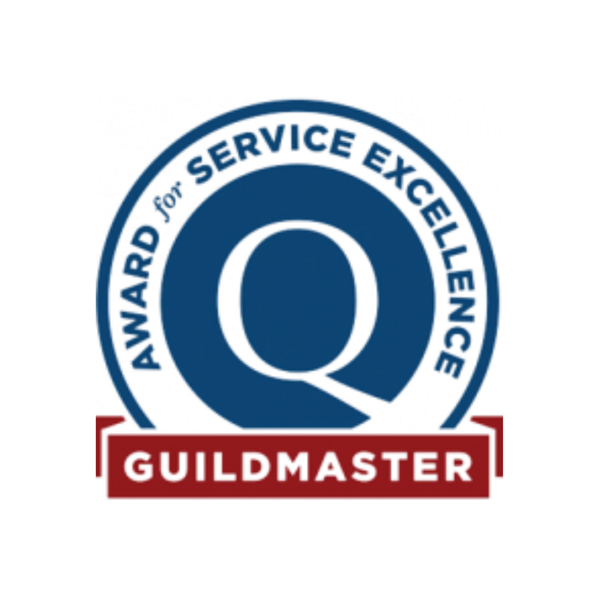 The logo of the video game GuildMaster, featuring a large blue circular emblem with the words 'Server' and 'Guildmaster' written around it in stylized text.